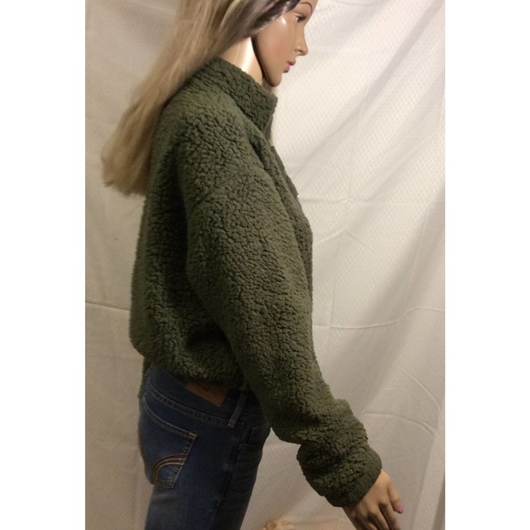 Wild Fable Sherpa Cropped Jacket in Olive green Women size XS - Picture 3 of 10